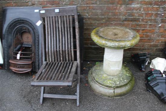 Teak wood chair & 2 folding chairs